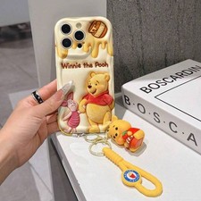 Cute Disney Winnie The Pooh Phone Case with Matching Charm - Stylish TPU Design picture