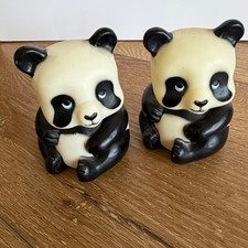 Vintage 1975 R Dakin & Co Panda Bear Figures Set of 2 Rubber Vinyl Collectible picture