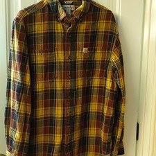 Carhartt Men’s Plaid Flannel Cotton Button-Down Shirt Long Sleeve Pockets M picture