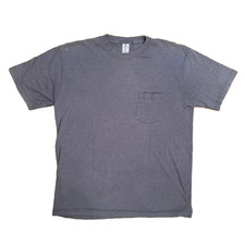 Vtg Distressed Pocket T-Shirt Worn Sun Faded Grunge Burnout Heather Blue Tee L picture