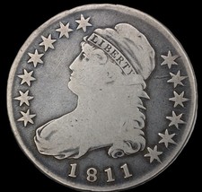1811 capped bust half dollar- LARGE DATE - CHOICE VF / - SMH-489 picture