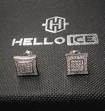 Helloice Iced Micro Pave Stud Earring 10mm Sterling Silver picture