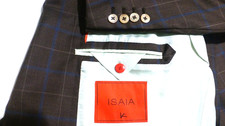 Isaia Blazer 58L/48L Plaid 140's DELAIN SELECTION Jacket Sport Coat Brown picture