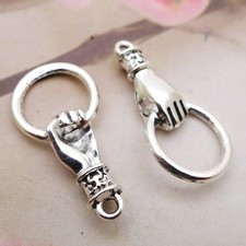 15/40PCS Antique Silver Hand Holding Ring Charm Connector 14X27m JHS822 LY1263 picture
