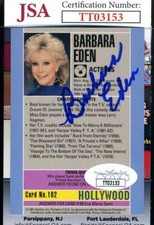 Barbara Eden JSA Coa Signed 1991 Starline Hollywood Card Autograph picture