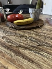Vintage Luxottica Carlos 62-18 Gold Electroplated Metal Eyeglasses Frames Italy picture