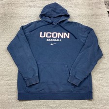 Nike UConn Huskies Hoodie Large Blue White Connecticut Husky Center Swoosh Mens picture