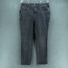Madewell Stovepipe Jeans Womens 31 Curvy Mid-Rise Raw Hem Black Washed Denim picture