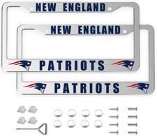 New England Patriots  Aluminum Metal Silver License Plate Frame Auto Truck Car picture