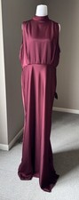 Lulus Classic Elegance Wine Satin  Maxi Dress Size 1X picture