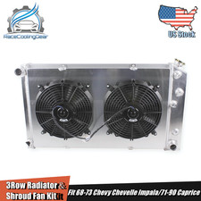 Fit 1968-73 Chevy Chevelle Impala/71-90 Caprice Aluminum Radiator Shroud Fan Kit picture
