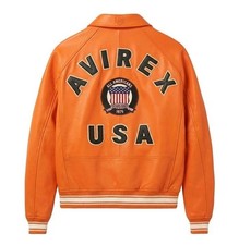 Avirex Men’s Black American Bomber Flight Style Genuine Cowhide Leather Jacket picture