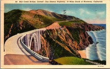 1939 Mill Creek Bridge Carmel San Simeon Highway California Postcard picture