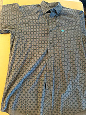 Ariat Men's Fitted Stretch Geometric Print Woven Cotton Long Sleeve Button-Up M picture