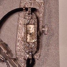 Ladies' Vintage 1930s Platinum & Bezel Set Diamonds Bracelet Style Wrist Watch picture
