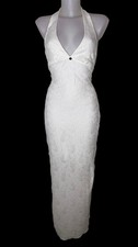 Y2k Style Womens White Textured Halter Maxi Dress Sz S Fairycore Coquette Kawaii picture