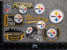 LOT OF 9 PITTSBURGH STEELERS IRON ON EMBROIDERED PATCHES EVERYTHING IN PHOTO picture