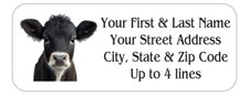 150 Black Cow Calf Mailing Return Address Labels Personalized  1 x 2 5/8 in. picture