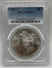 1882-S $1 Morgan Silver Dollar PCGS Graded MS62 in Plastic Holder picture