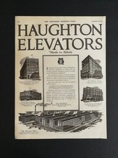 Haughton Elevators Vintage 1919 Print Advertisement Full Page Ad picture
