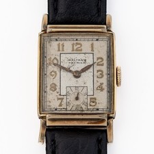 Vintage 1940s Waltham Premier 750 17J Art Deco Tank Watch 10K Gold Filled Case picture