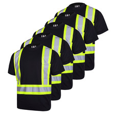 5 pack Hi Vis Black Shirt Reflective Safety Short Sleeve HIGH VISIBILITY picture
