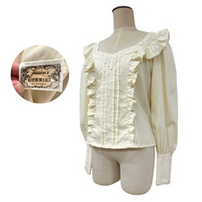 Vintage 1970s Jessica's Gunnies by Gunne Sax Romantic Cream Ruffle Blouse picture
