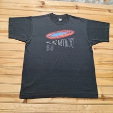 Vintage 90s Challenge The Future Hubble Space Satellite Orbit T-Shirt USA - XL picture