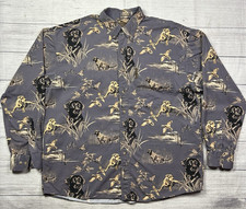 North River Outfitters Hunting Shirt Mens Large Duck Lab Dog Print Button Down picture