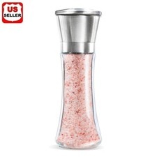 Premium Stainless Steel Salt and Pepper Grinder Shaker Mill Vintage Glass Bottle picture