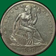 1858-O Seated Liberty Half Dollar Almost Uncirculated AU Coin #45071 picture