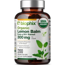 biophix Organic Lemon Balm 300 Mg 20:1 Extract 200 Veggie Capsules picture