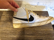 Vintage 1980 Nike Blazer Hi White Black Leather Size 9 Made in Korea 800709TH picture