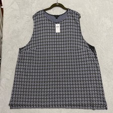 J. Jill Wearever Collection Sleeveless Top Womens 4X Black Geometric Tank NWT picture