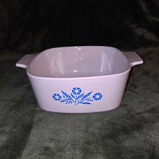 CorningWare 1 1/2 Qt White/Blue Floral Square Casserole Dish A-1 1/2-B picture