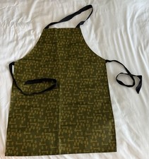 Vintage HARRODS Classic Apron Green Gold Logo Print Cotton PVC UK picture