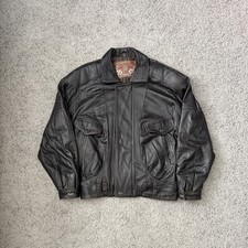 Vintage OG Collection Black Biker Leather Bomber Jacket XL picture