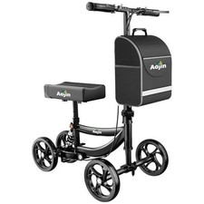 Aojin Knee Scooter All Terrain 300Lb Foldable Walker W/ Bag Black, Wb-2201 picture
