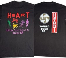 HEART ‘88 Bad Animals Tour T-shirt Short Sleeve Black Unisex T shirt 2 Side picture