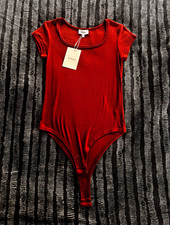 Böhme Women's Red Solid Short Sleeve One-Piece Bodysuit Size M Regular picture