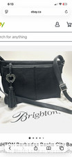 BRIGHTON Barbados Banks City Bag Organizer Black Leather Crossbody Bag picture