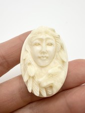 Vintage Hand carved Woman And Dog Unmounted  picture