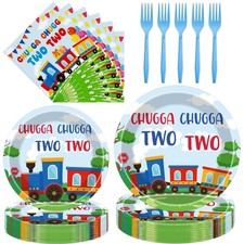 Chugga Chugga Two Two - 96 Pcs Train 2nd Birthday Decorations picture