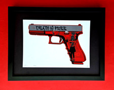 DEATH NYC Hand Signed Print Framed  16X12in COA  DEATH IS FREE + TRIGGER WARNING picture