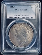 1922-S $1 VAM-1 “B1 REV EARLY DESIGN” Peace Dollar • PCGS MS-64 picture