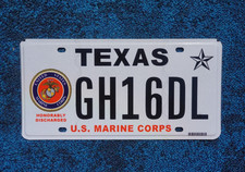 2015 Texas U.S. MARINE CORPS License Plate picture