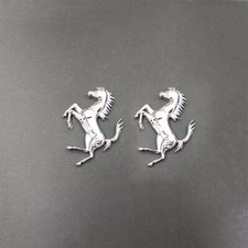 Ferrari Prancing Horse Chrome Silver Badge Copper Set Emblem 7*4.8CM(Fit Many) picture
