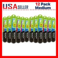 Reach Crystal Clean Toothbrush MEDIUM x 12 Pack with Travel Cap Firm Bristles picture