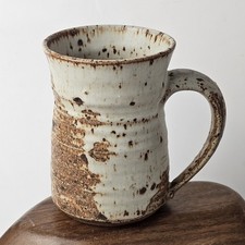 Studio Art Pottery Handmade Rustic Speckled Glaze Stoneware Ceramic Mug Signed picture
