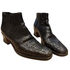 Vintage Stephane Kelian Women's Woven Leather Boots Size 8 Black Minimalist picture